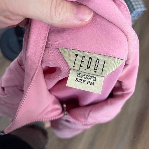 1980s Teddi Powder Pink Lattice Zip Up Jacket Windbreaker Size Medium - Picture 7 of 8